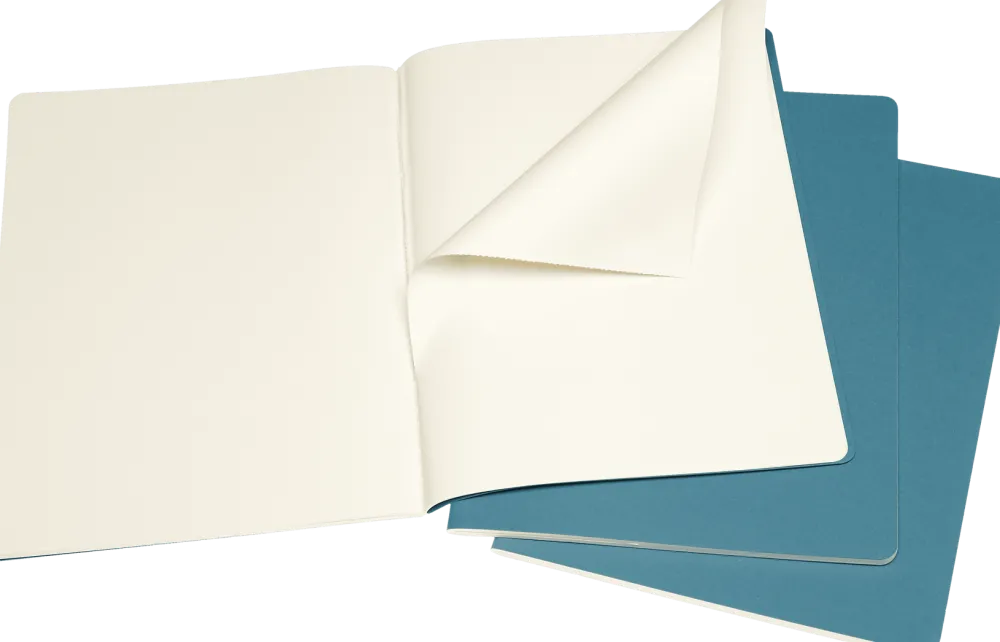 Moleskine Zestaw zeszytów gładkich Cahier 19 x 25 cm - - Brisk Blue miękka okładka