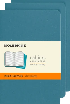 Moleskine Zestaw zeszytów w linie Cahier 9 x 14 cm - - Brisk Blue miękka okładka > Notatniki W Linie