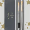 Parker Zestaw z piórem wiecznym i długopisem Jotter w etui - - Stainless Steel GT