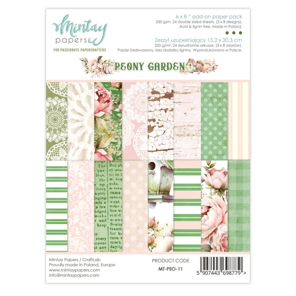 Mintay by Karola Zeszyt uzupełniający z papierami do scrapbookingu - Mintay - Peony Garden
