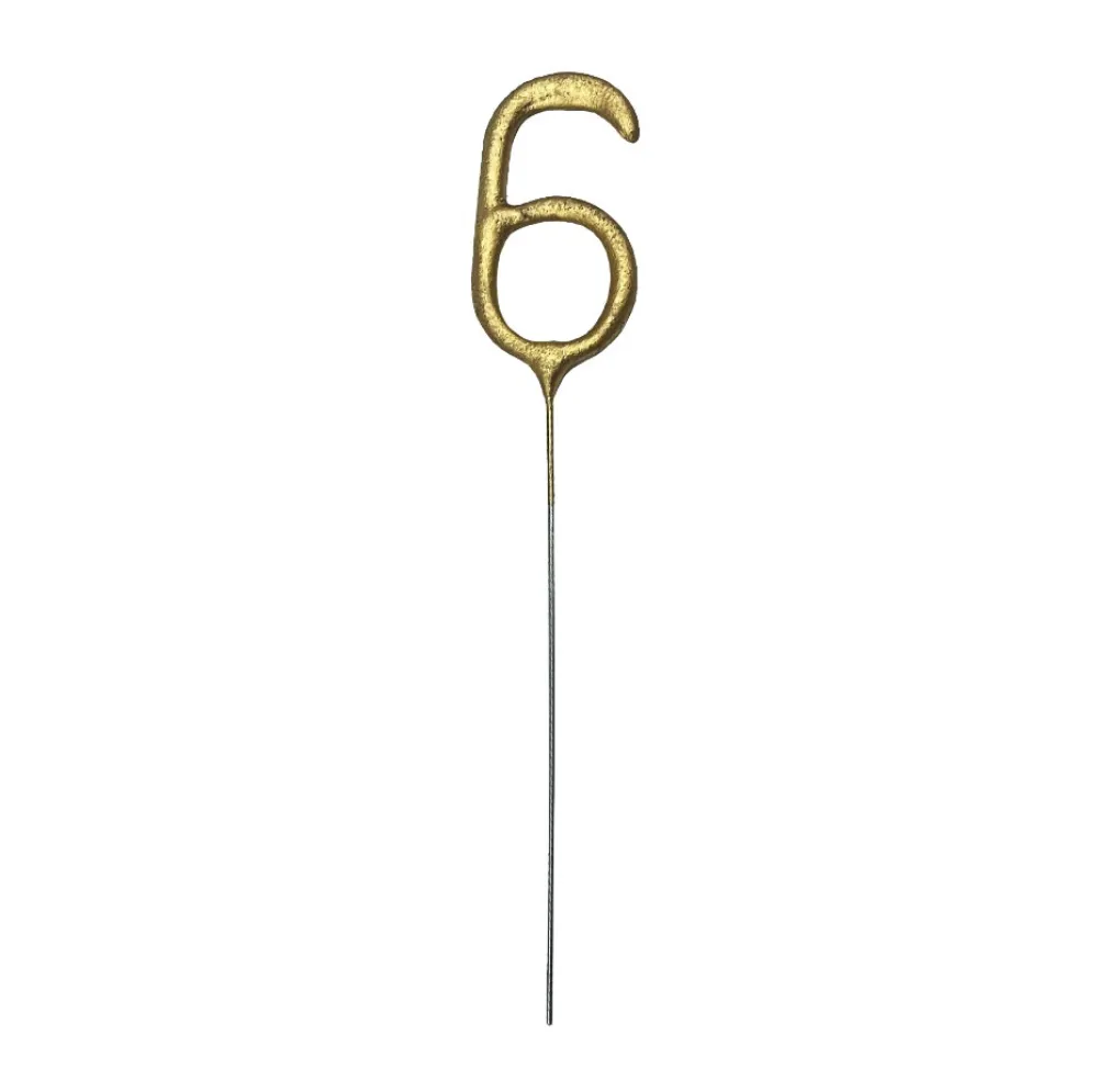 PartyDeco Zimne ognie Cyfra 6 - złote 15 cm > Zimne Ognie