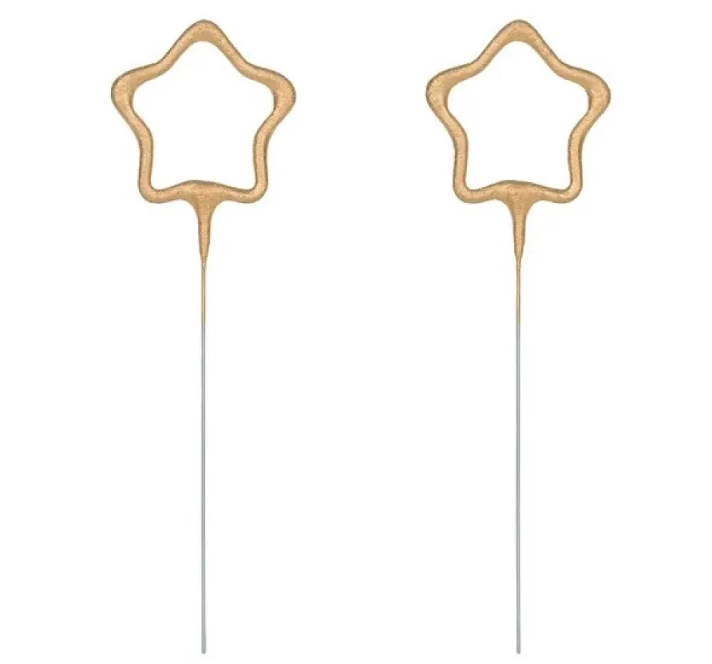 PartyDeco Zimne ognie, Gwiazdki - złote, 16,5 cm, 2 szt.